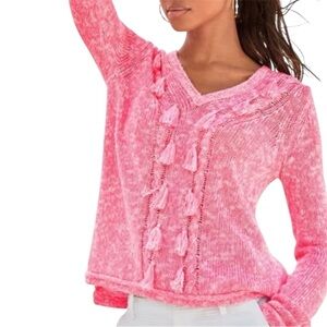 Lilly Pulitzer Kovette Sweater Women’s Size Medium‎ Pink Tassel Knit